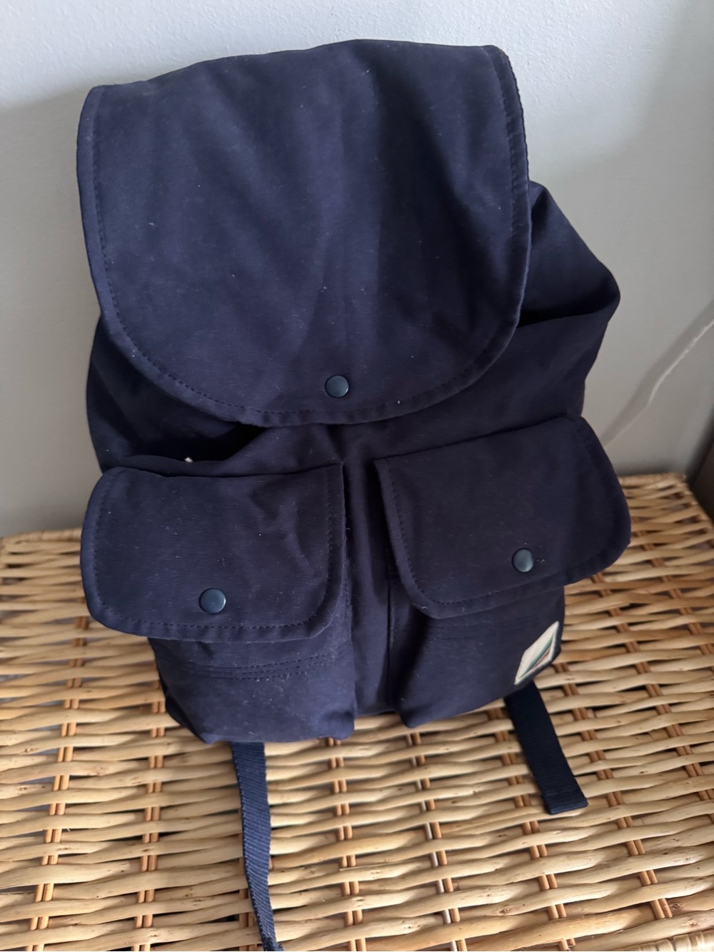 Zara Navy Canvas Backpack with Front Flap